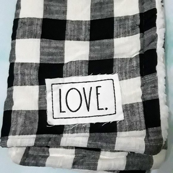 Rae Dunn Bedding Rae Dunn Love Woven Buffalo Check Sherpa Reverse